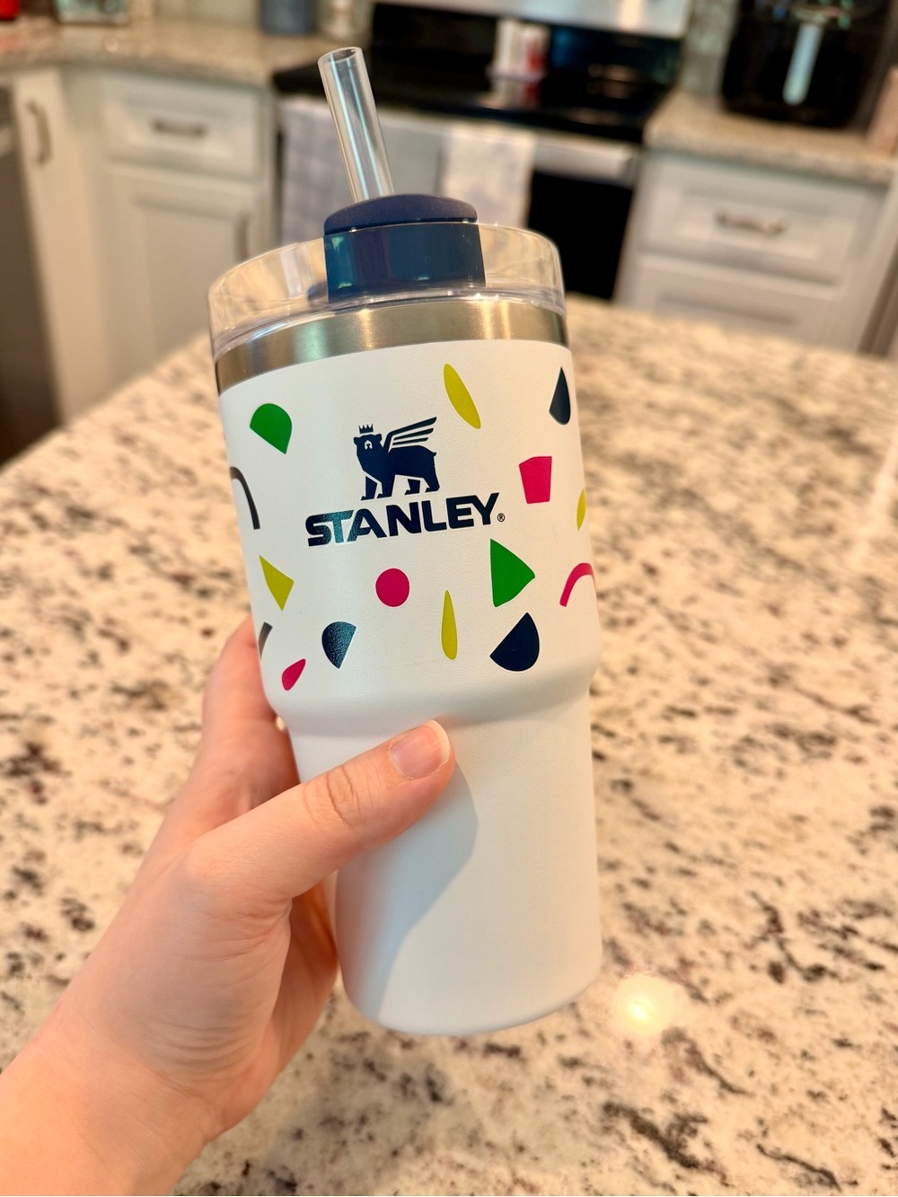 Like New Stanley White Confetti Tumbler with Straw - 20oz - Limited Edition
